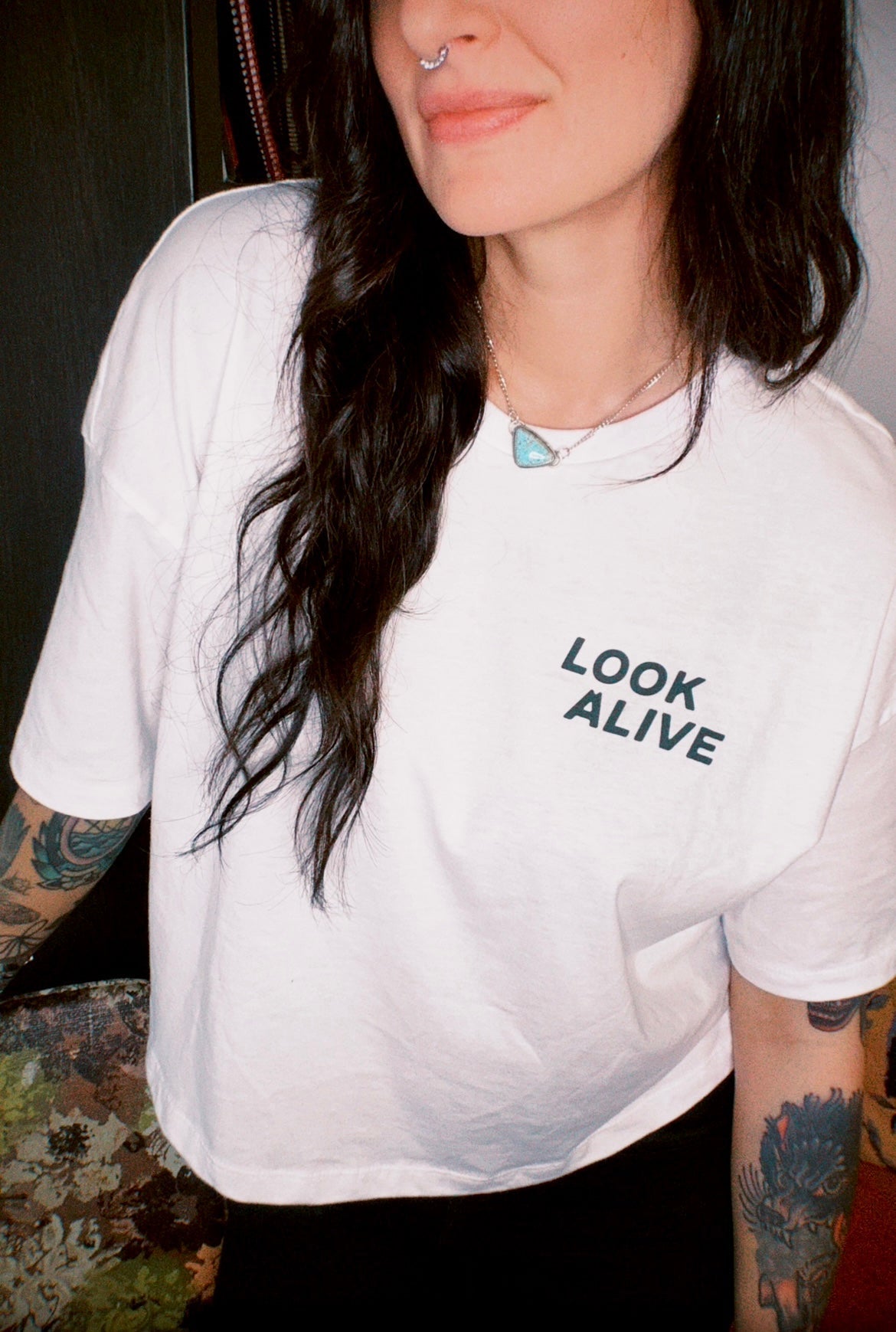 Rose Crop Tee - White - LookAliveCoffee - T - Shirt