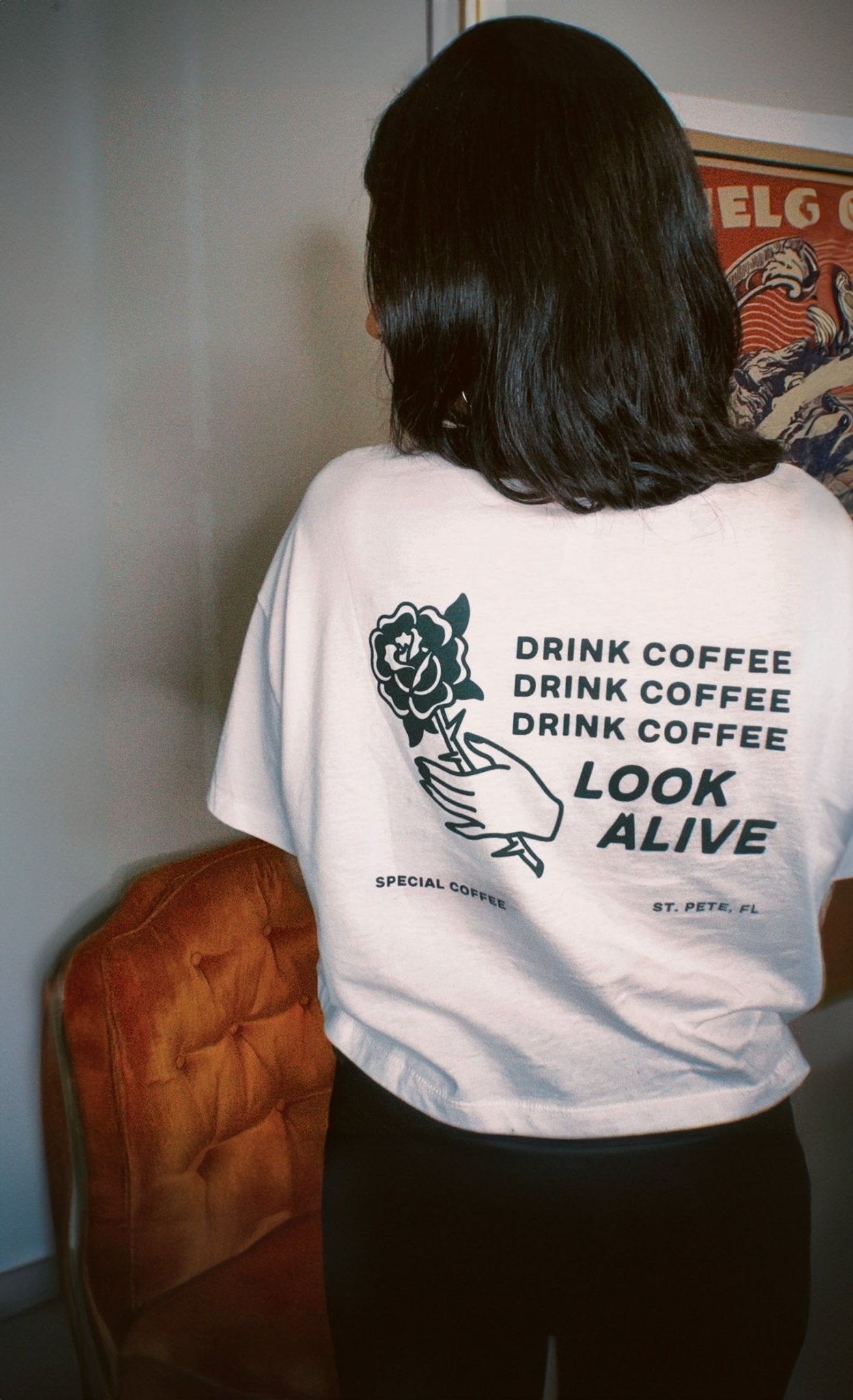 Rose Crop Tee - White - LookAliveCoffee - T - Shirt