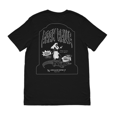 Look Alive Coffee Surf Zombie Pocket T-shirt